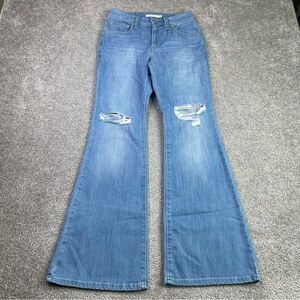 Levi’s 726 Flare Jeans Women's 25 Blue Mid-Rise Distressed Stretch Boho